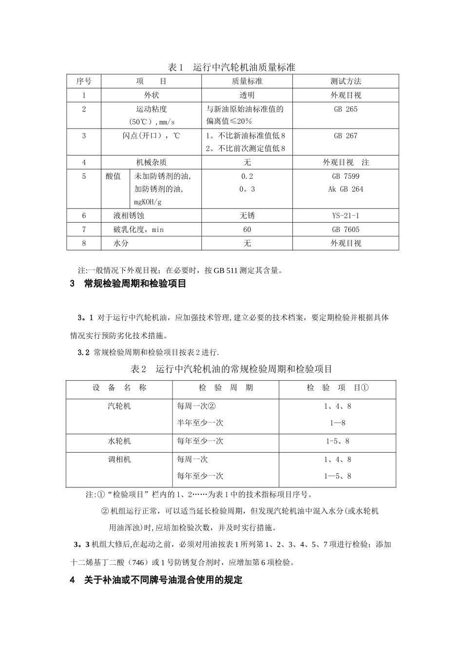 电厂用运行中汽轮机油质量标准_第2页
