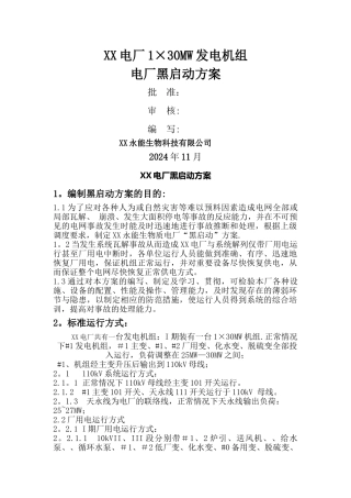 电厂黑启动方案