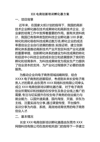 电商创新培训孵化器方案