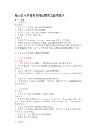 电商各岗位职责