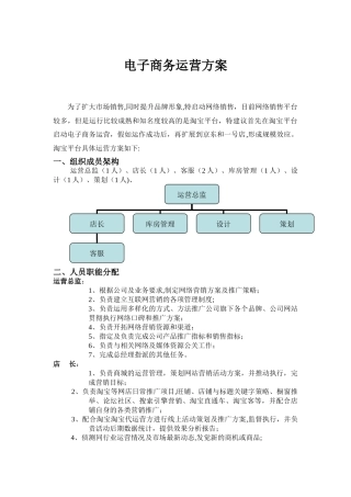 电商启动运营方案