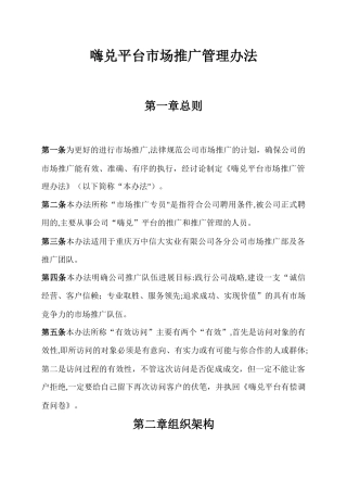 电商平台市场推广管理办法-