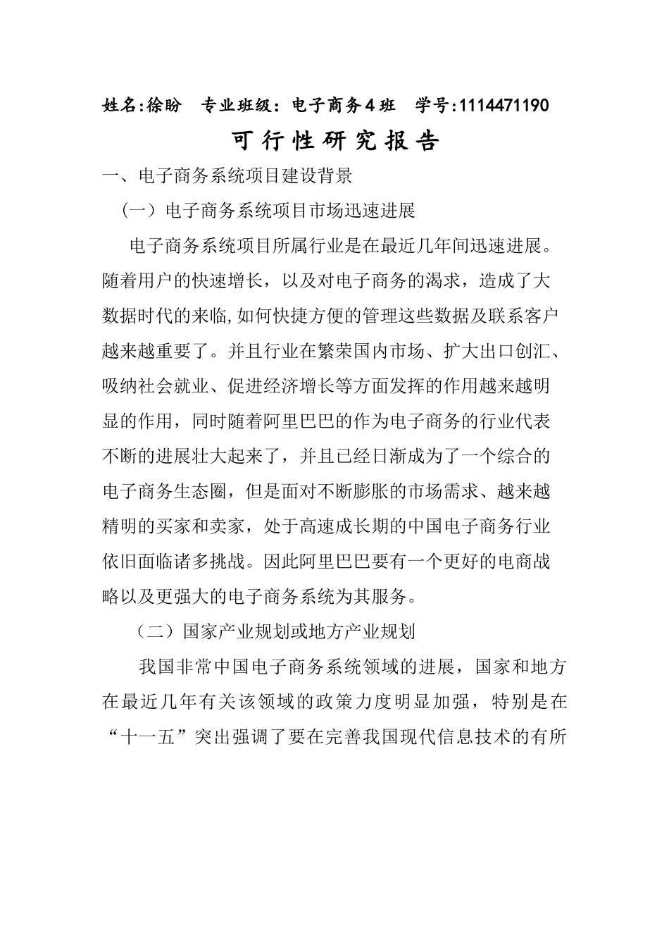 电商系统可行性研究报告_第1页