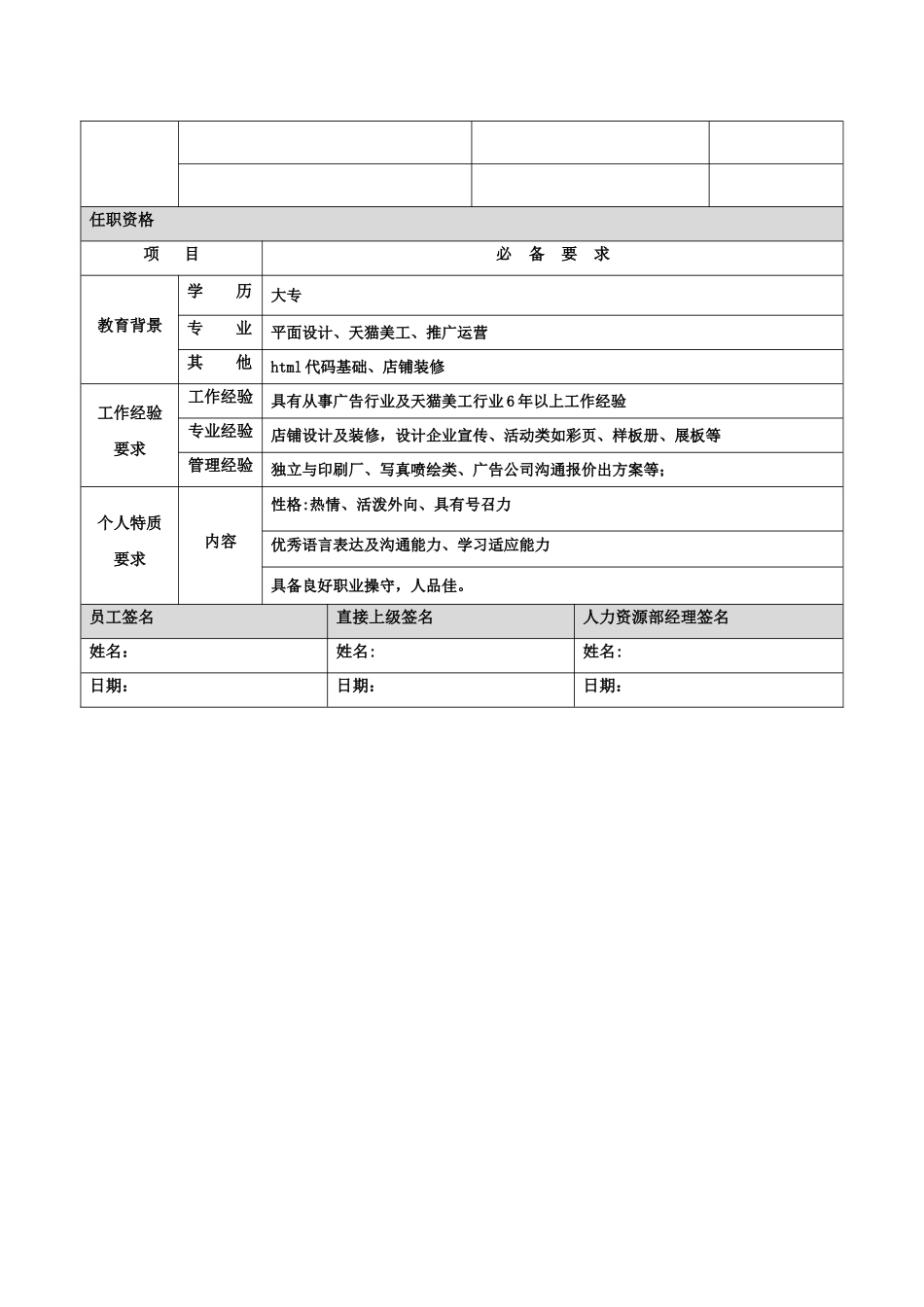 电商运营专员职位说明书_第3页