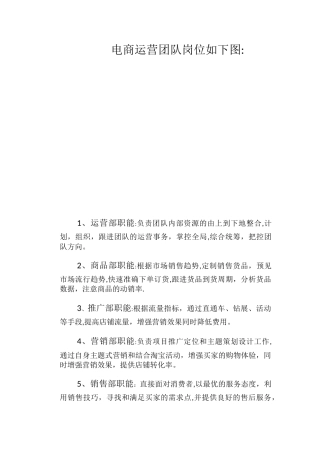 电商运营团队结构图与岗位职责