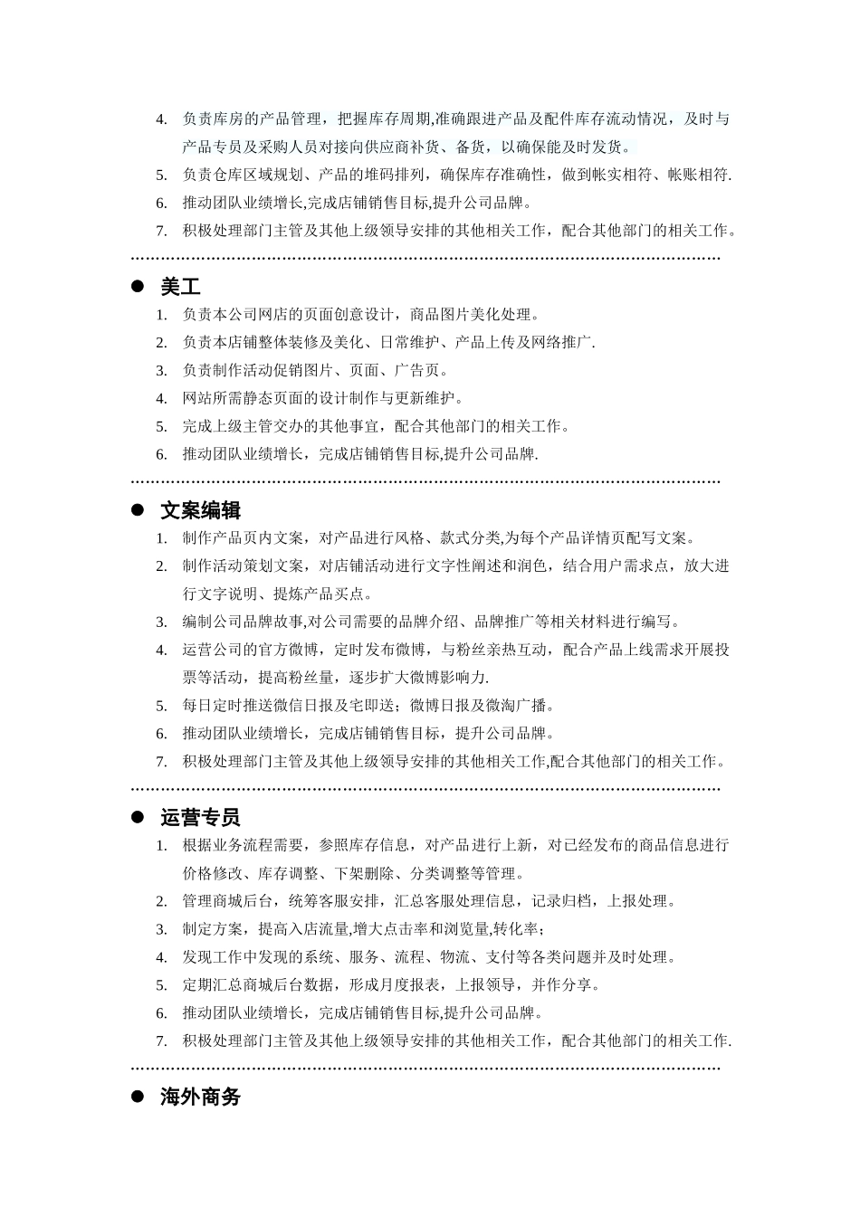 电商运营部门岗位职责说明书_第2页