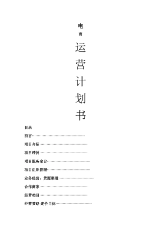 电商运营计划书