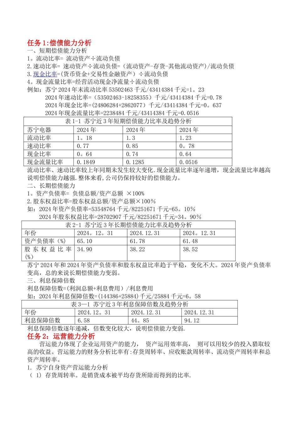 电大作业财务报表分析——苏宁为例_第2页