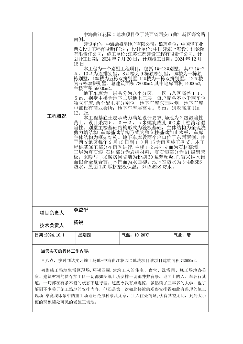 电大建筑施工与管理专业毕业实践日志_第2页