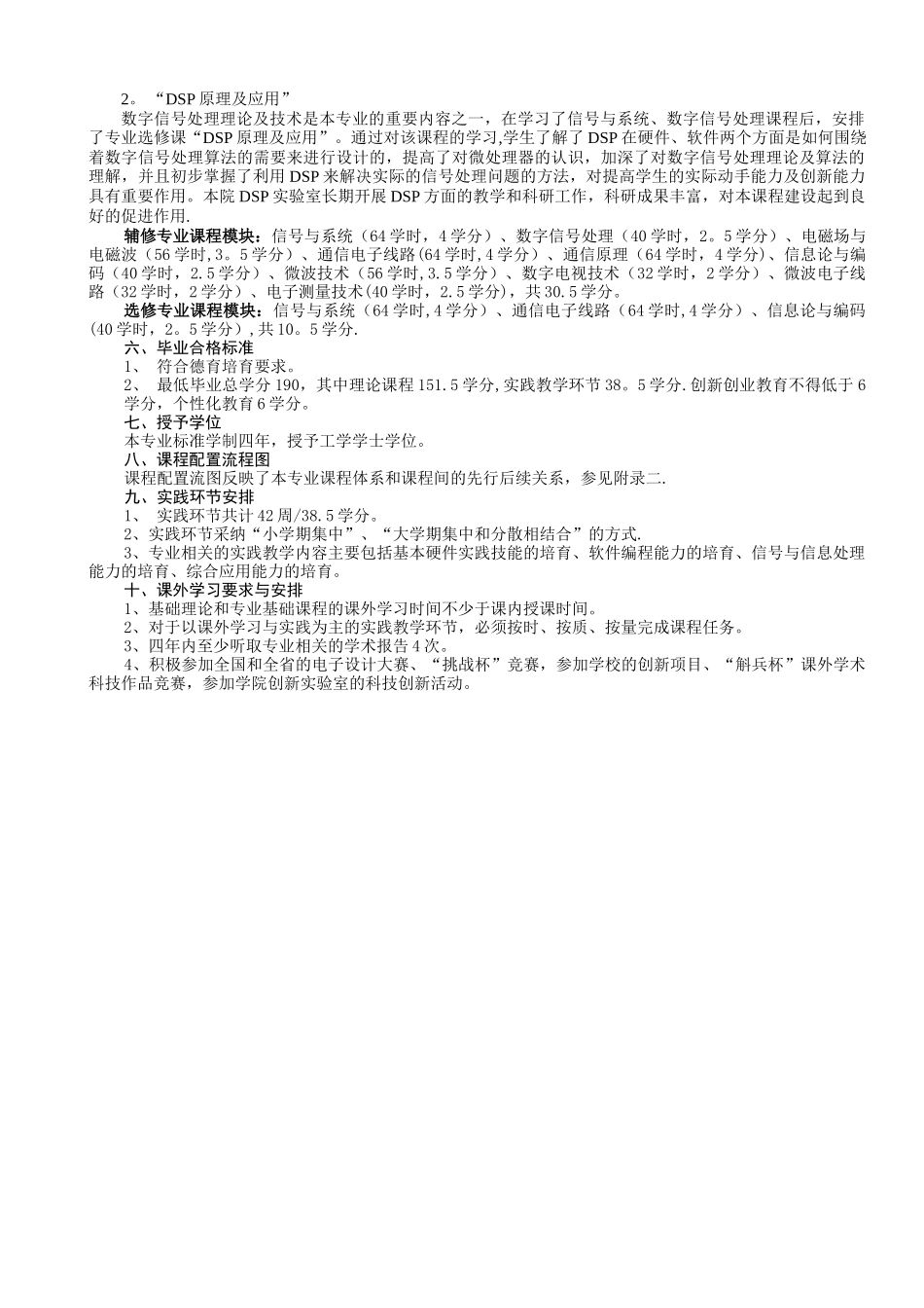 电子信息工程专业专业指导性教学计划文字说明_第2页