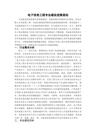 电子信息工程专业建设发展规划