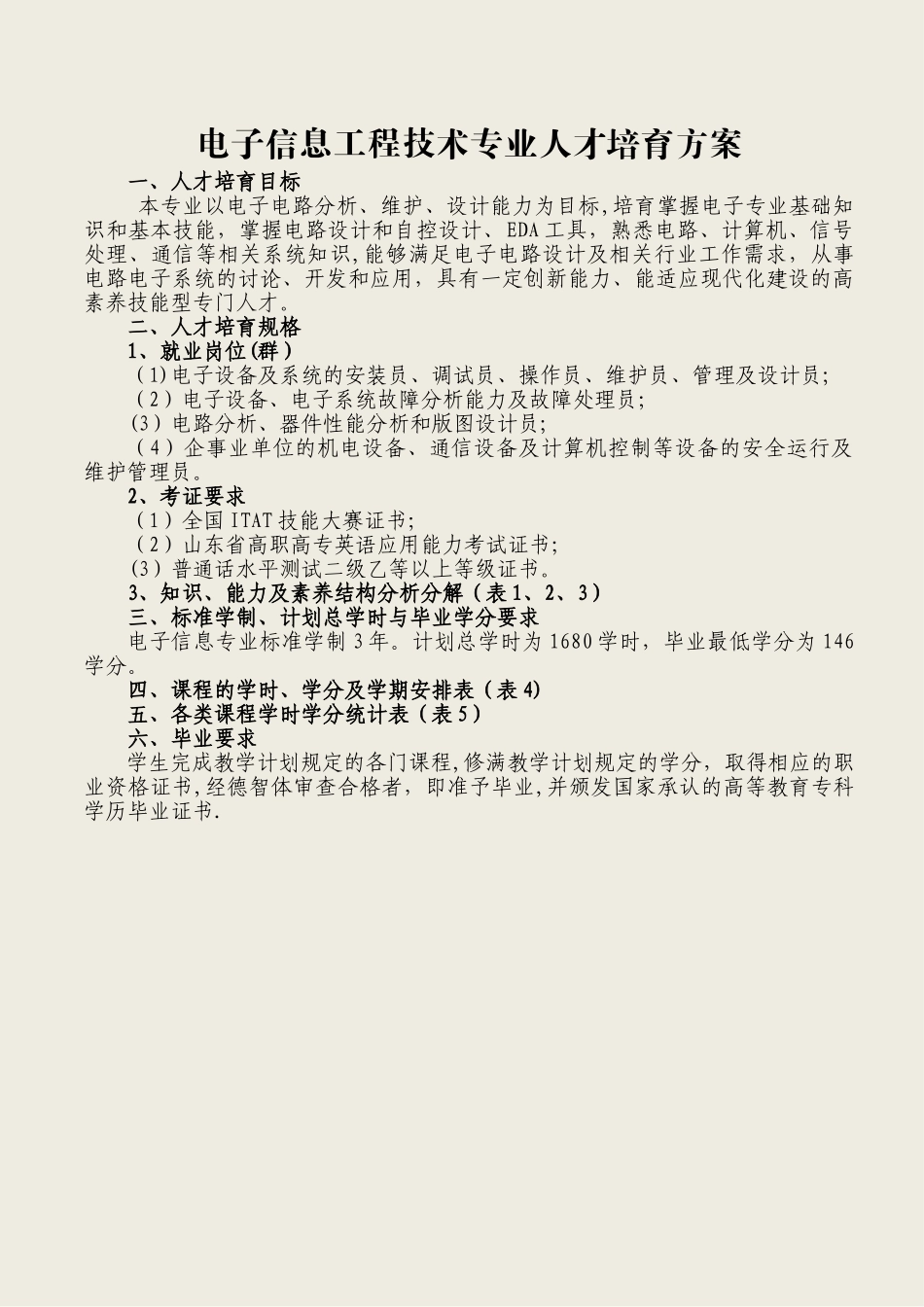 电子信息工程技术专业人才培养方案_第1页