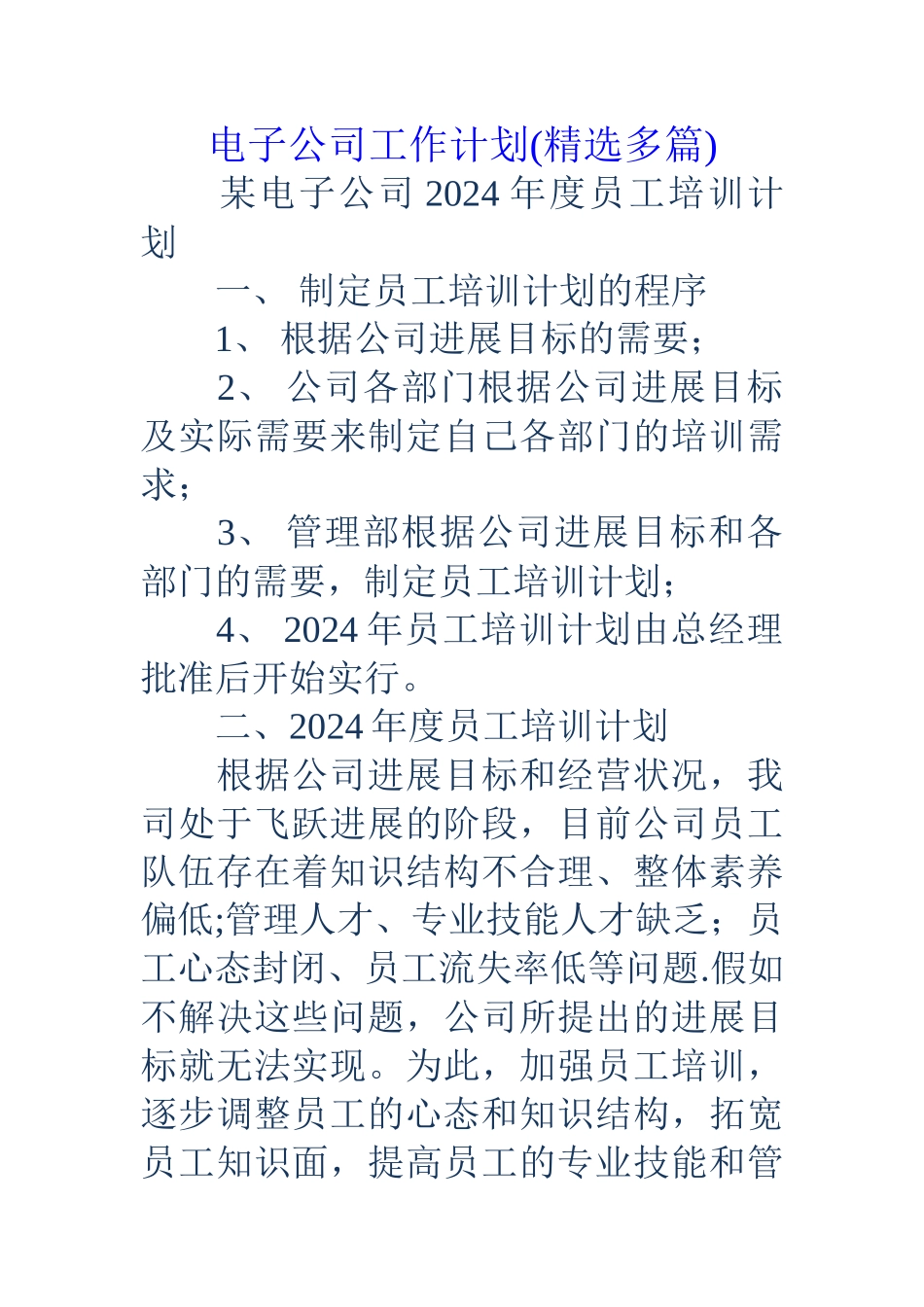 电子公司工作计划_第1页