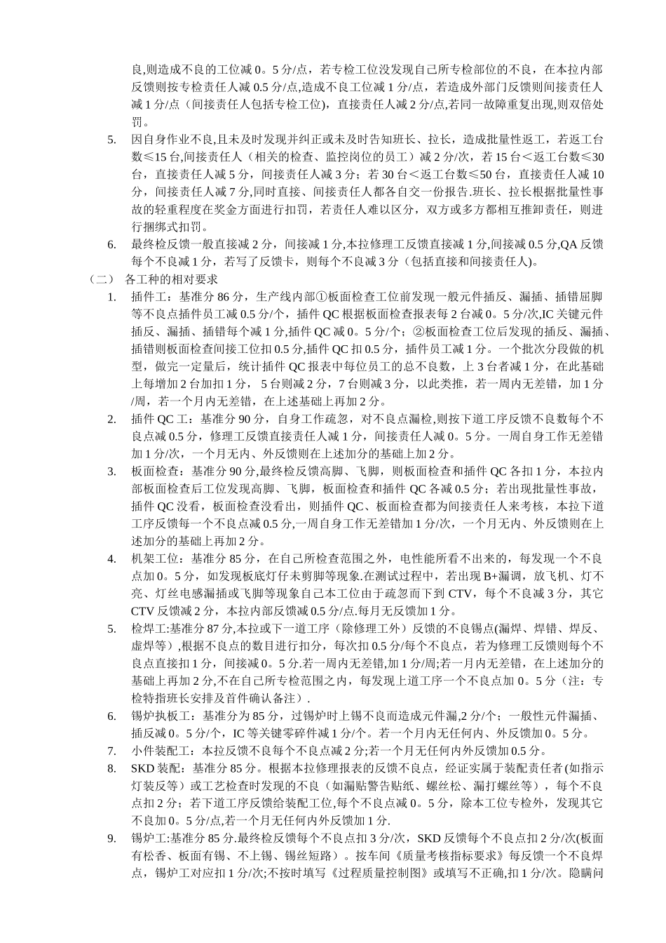 电子厂生产车间员工绩效考核标准范本_第2页