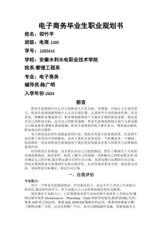 电子商务—大学生职业生涯规划