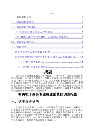 电子商务专业就业前景的市场调查报告