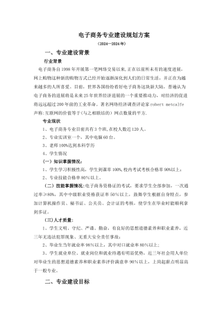 电子商务专业建设规划方案