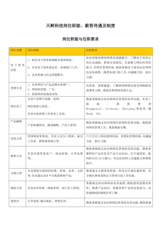 电子商务公司岗位职责及薪资