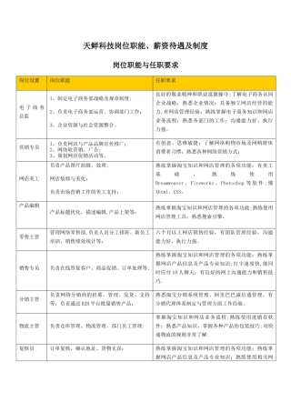 电子商务公司岗位职责及薪资