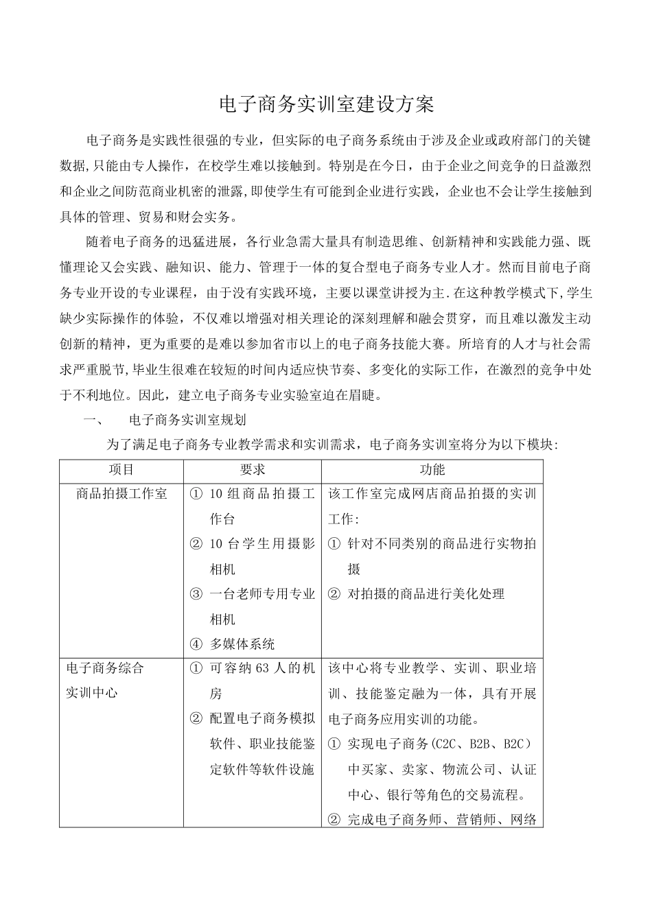 电子商务实训室建设方案_第1页