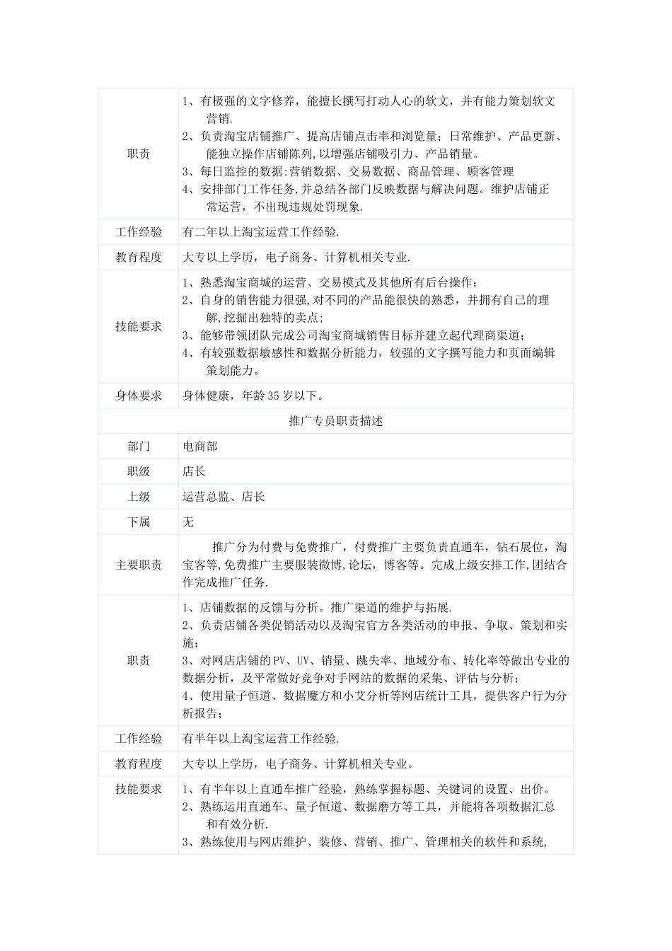 电子商务岗位职责说明书-_第2页