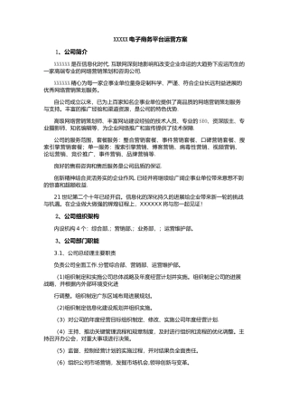 电子商务平台运营方案