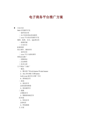 电子商务平台推广方案