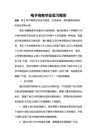 电子商务毕业实习报告