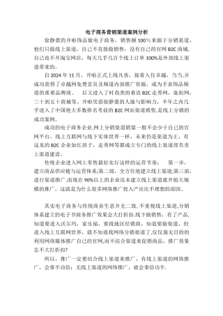 电子商务营销渠道案例分析