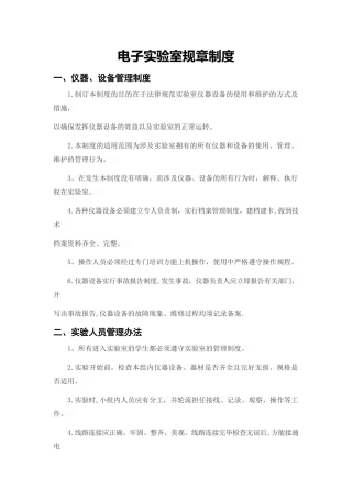 电子实验室规章制度与工作计划