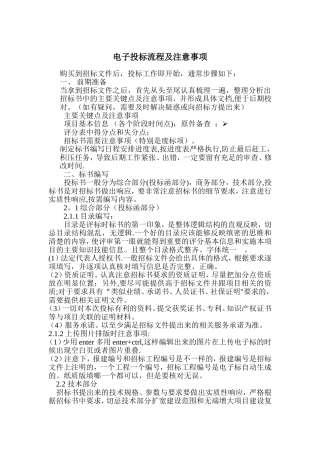 电子投标注意事项及流程