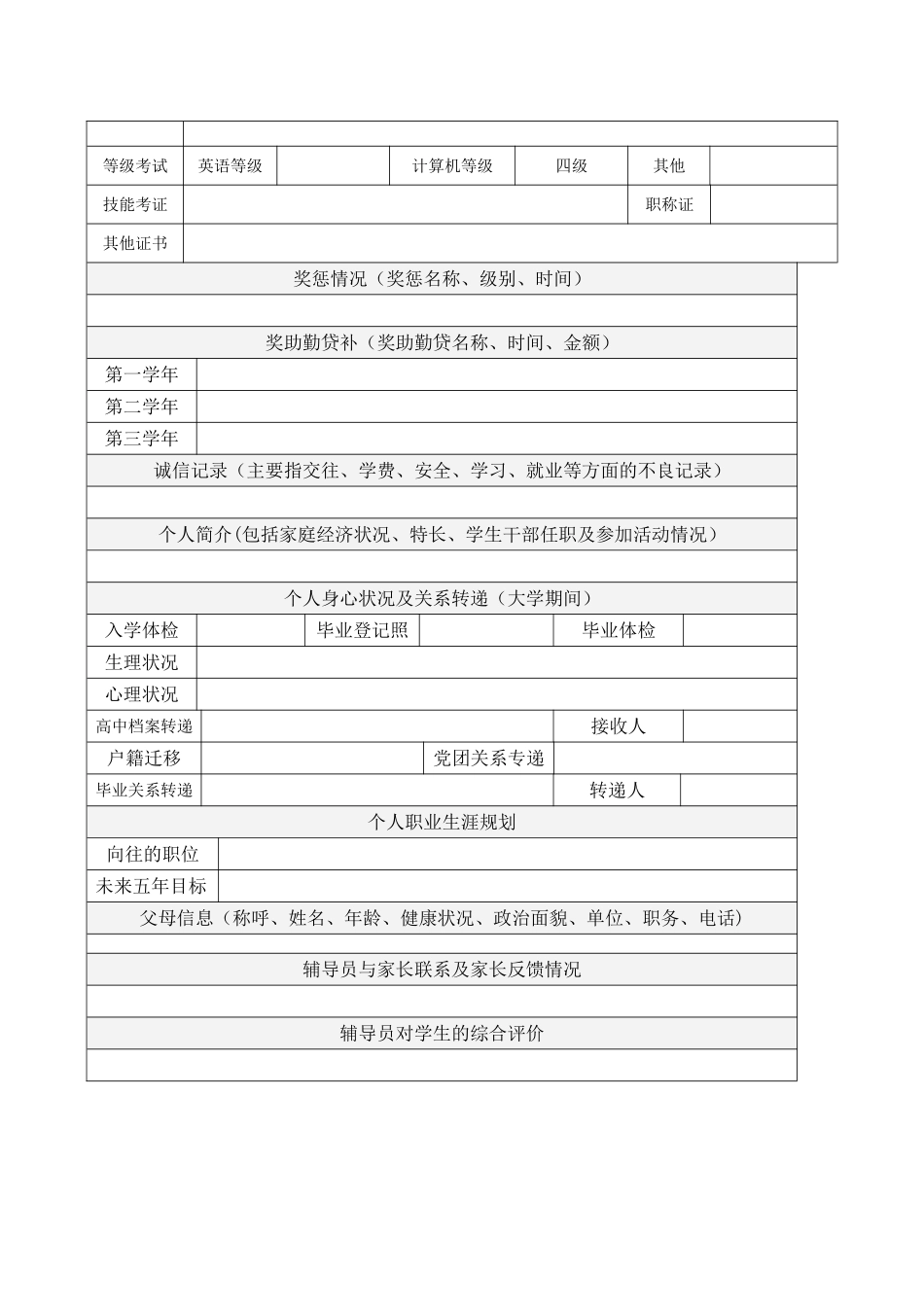 电子版学生基本信息登记表_第2页