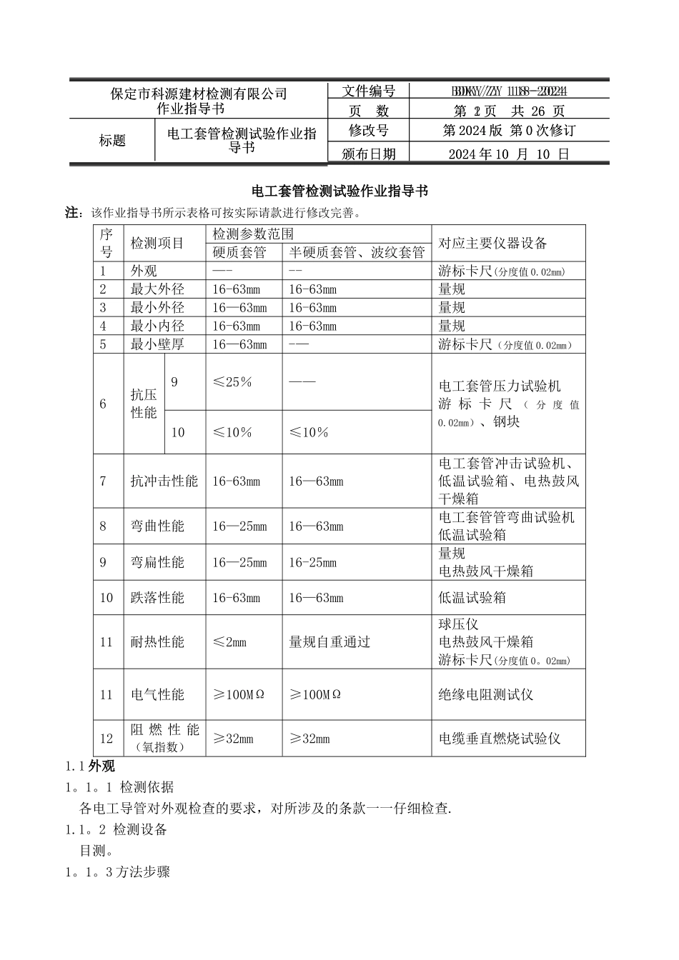 电工套管检测试验作业指导书_第1页