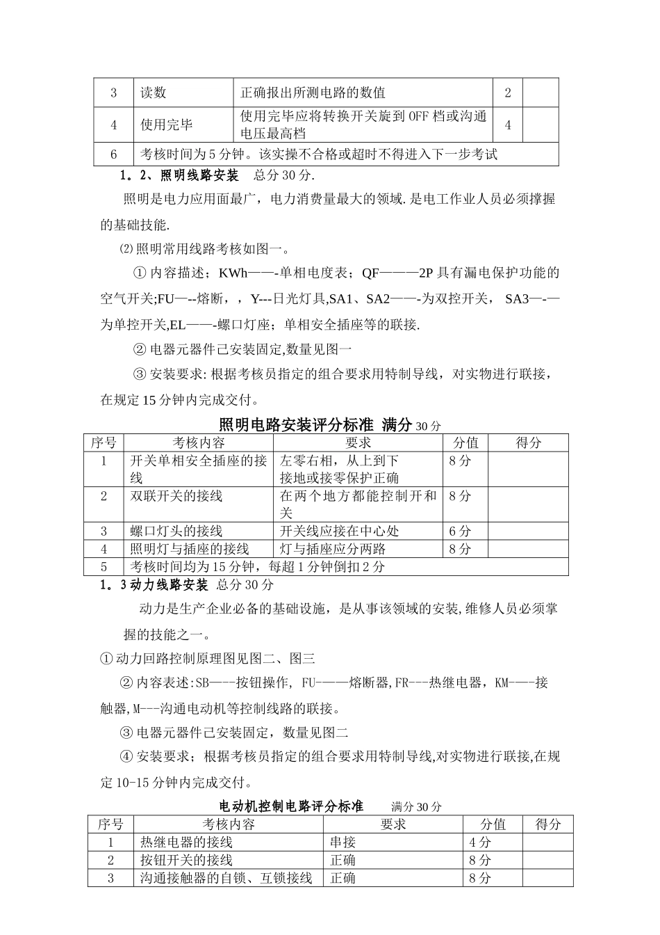 电工实操考核标准_第2页