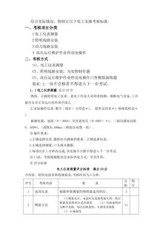 电工实操考核标准