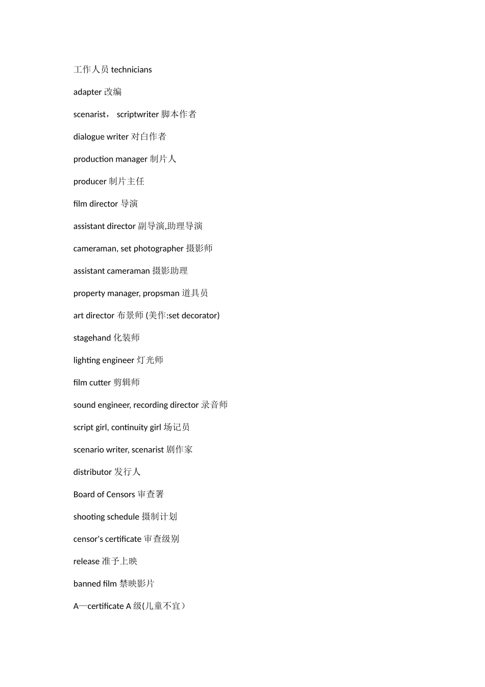 电影专业术语中英文对照_第3页