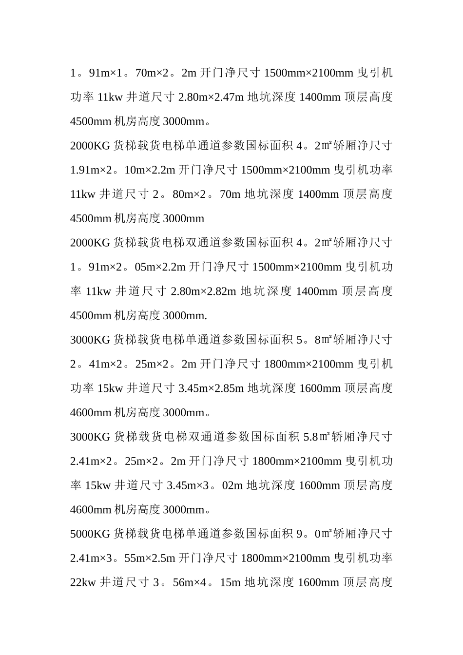 电梯井道尺寸表_第2页