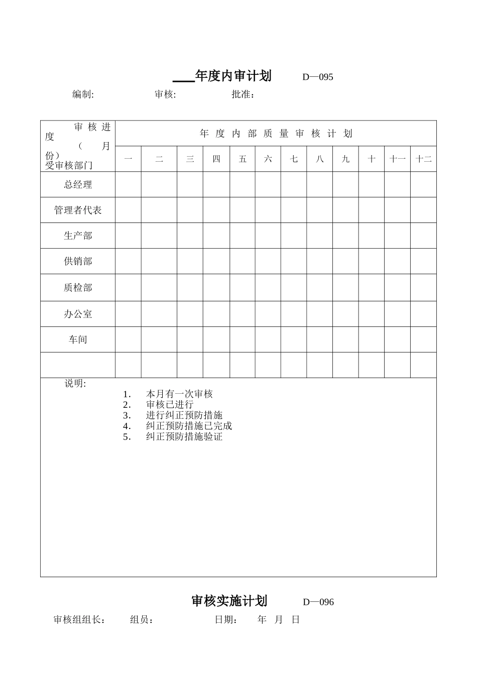 电梯公司年度内审计划_第1页