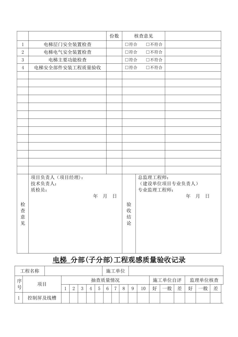 电梯分项工程验收记录表_第2页