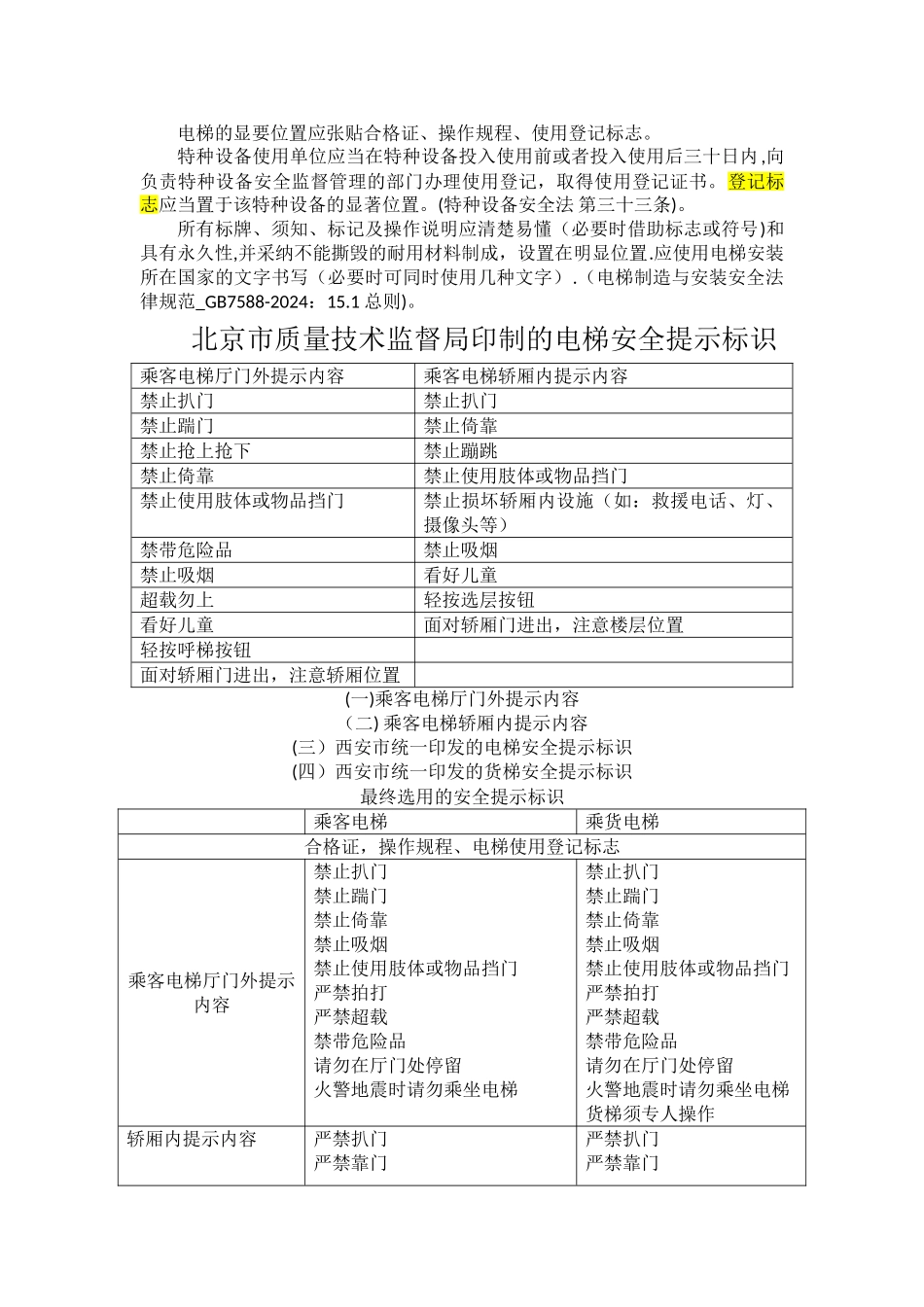 电梯安全提示标识_第1页