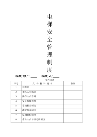 电梯安全管理制度及职责