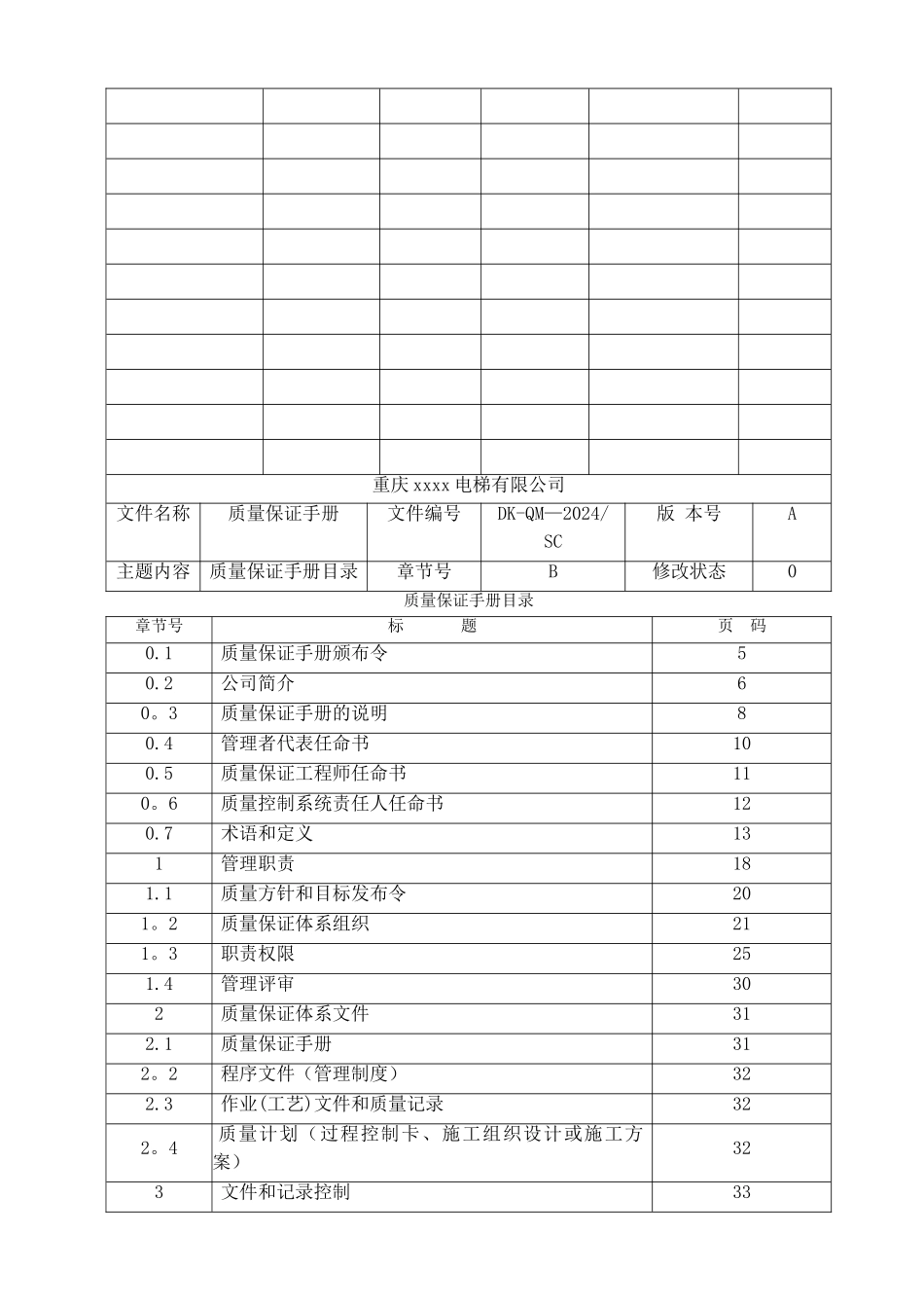 电梯安装改造维修公司质量手册_第2页