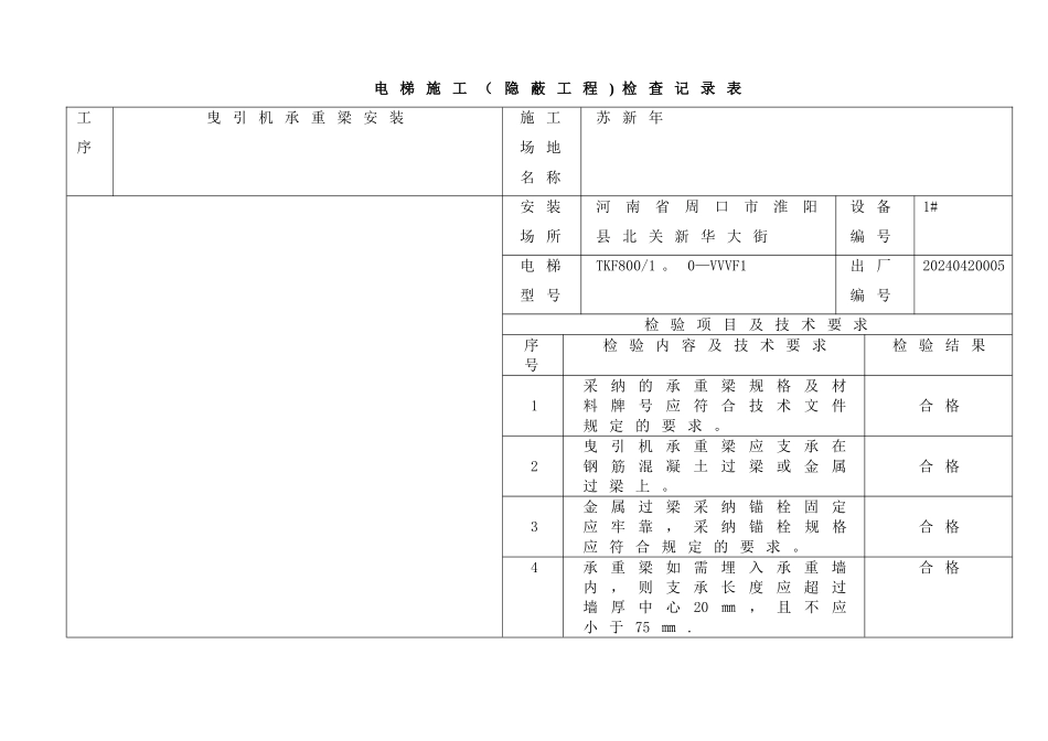 电梯安装隐蔽工程验收记录表_第1页