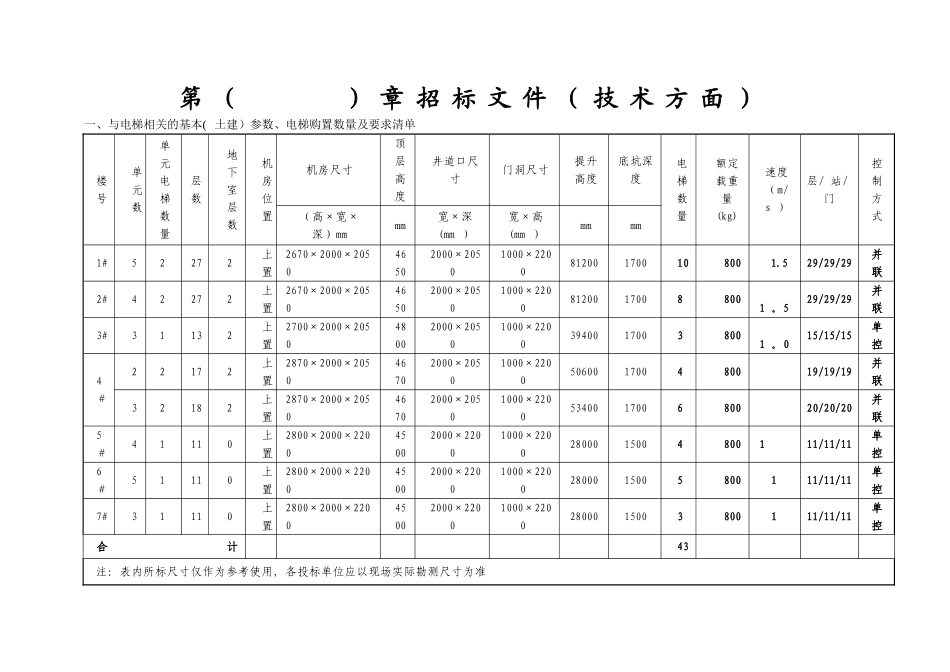 电梯招标文件技术要求_第1页