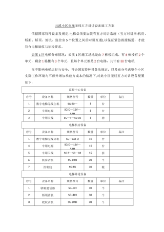 电梯无线五方对讲施工方案