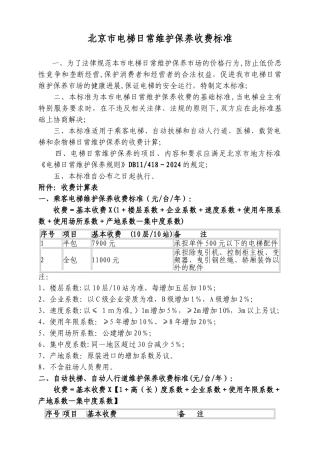 电梯日常维保收费标准