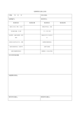 电梯维保交接记录表