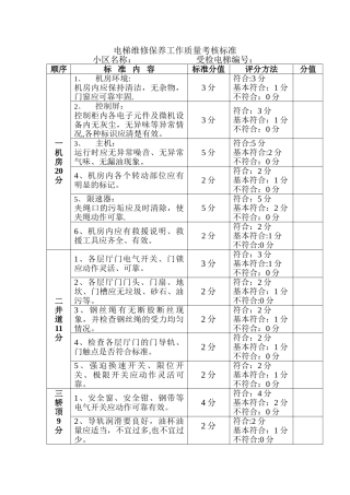 电梯维修保养工作质量考核标准