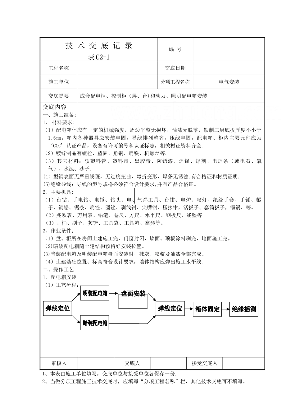 电气安装技术交底记录_第1页