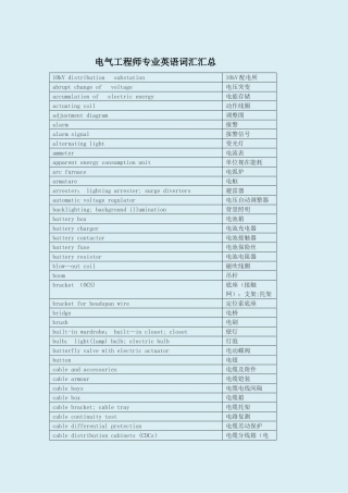 电气工程专业英语词汇汇总